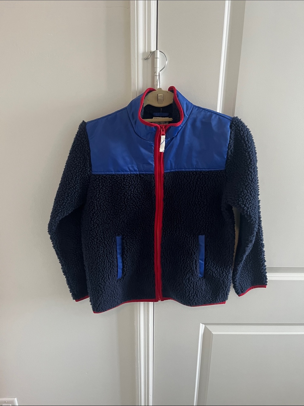 Crewcuts Navy Sherpa Jacket with Blue Yoke and Red Trim